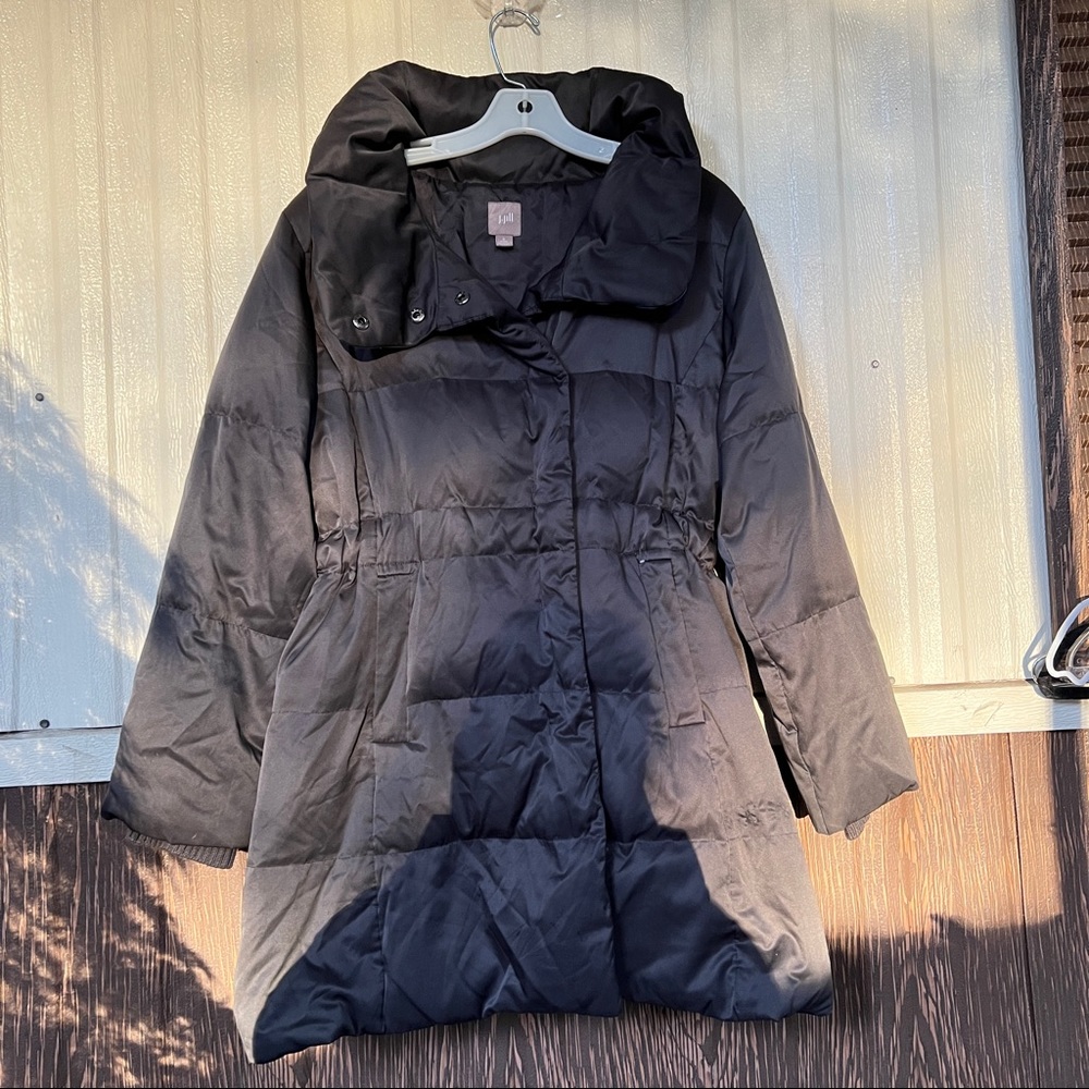 J. Jill down puffer jacket trench brown size SP Petite Small